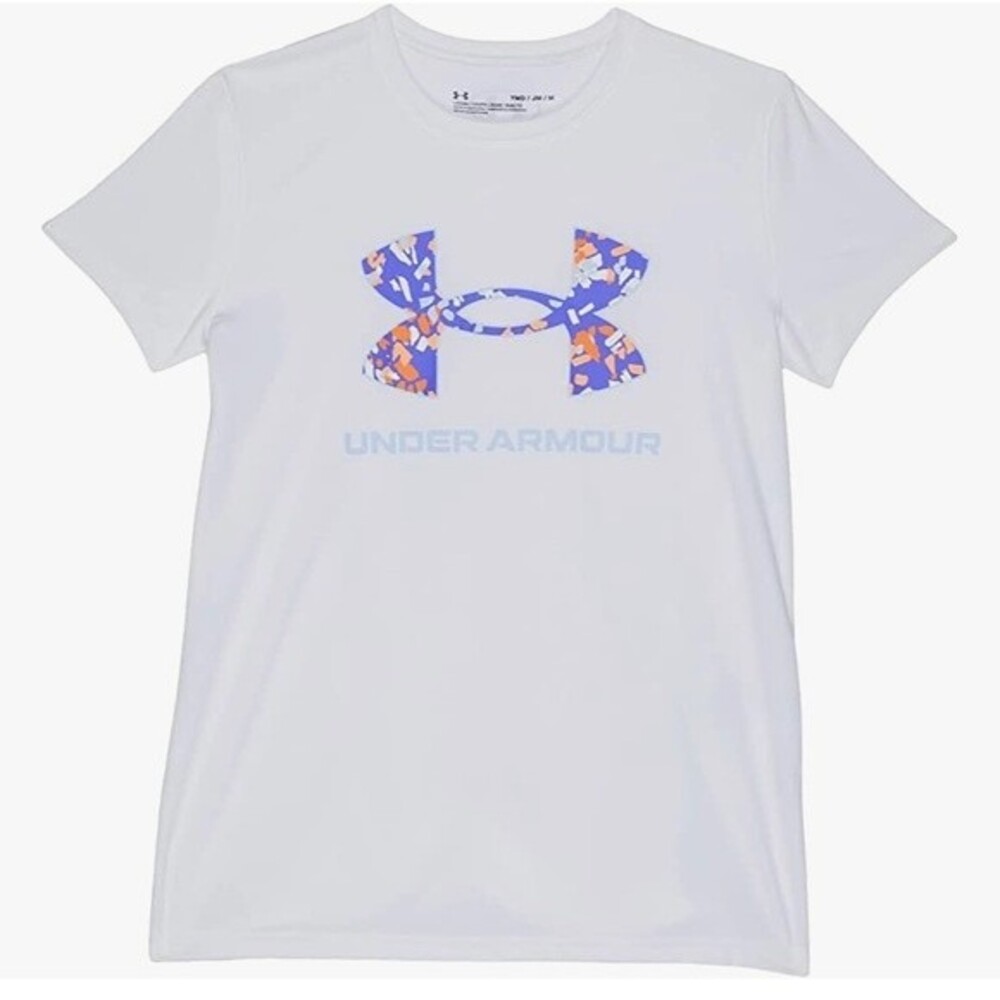 NWT Under Armour Girl's Tech Solid Print Big Logo Short Sleeve Crew Neck Size XL